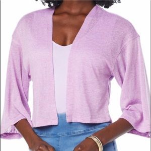 NWOT GbyGiuliana Cropped Cardigan, Grape, Size 1X